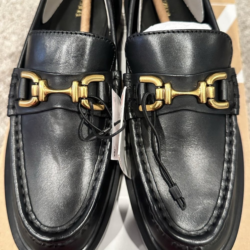 NWT | ZARA Black Chunky loafers with Gold Buckle | 6.5